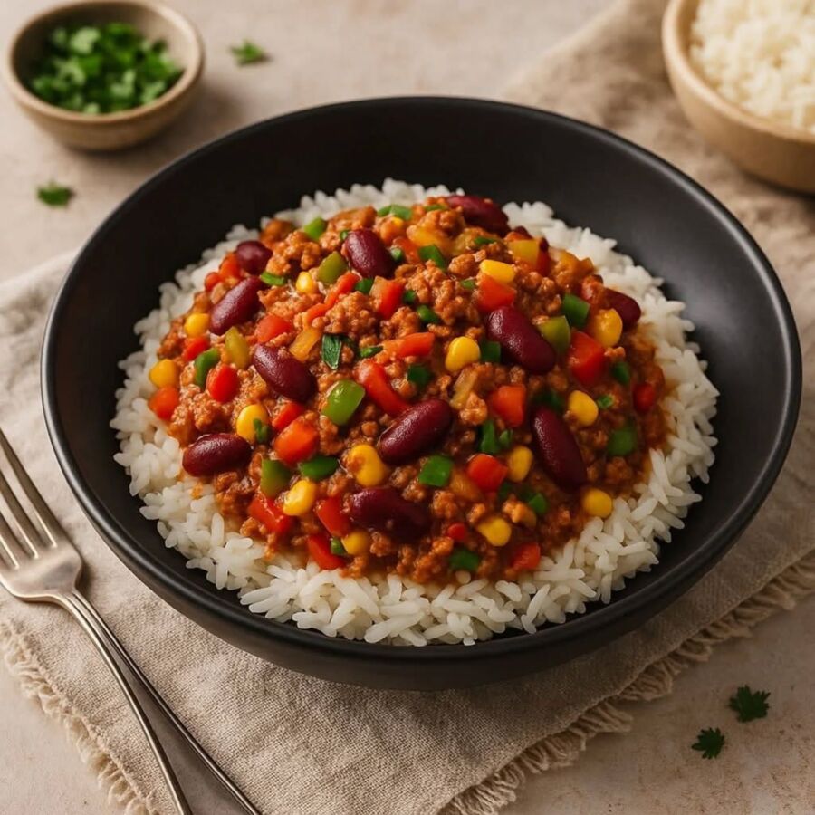 Plat complet chili riz