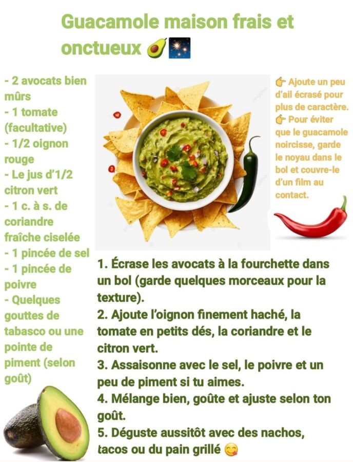 Guacamole traditionnel mexicain