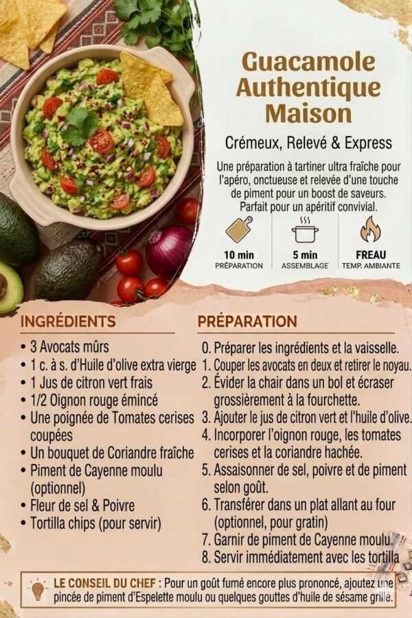 Guacamole maison crémeux